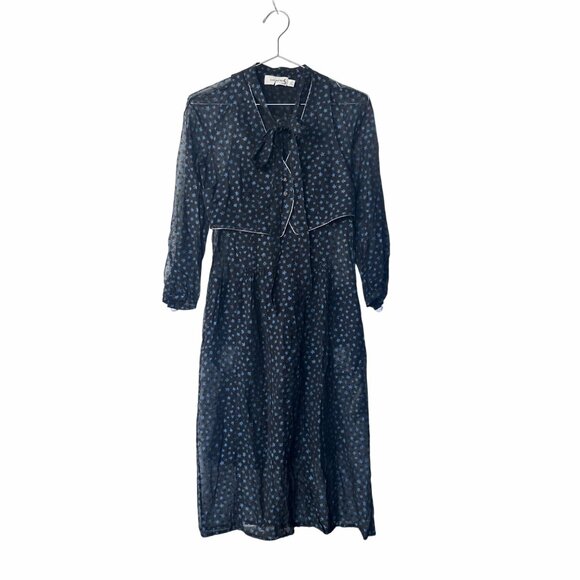 ✨Coach Star Print Waistcoat Dress Black Blue Silk mid-length glittered Cupro - Picture 2 of 12